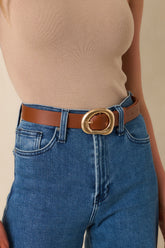 The Way She Carries Herself Cognac Brown Faux Leather Belt