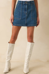 MINKPINK Medium Wash Cotton Nora Denim Mini Skirt