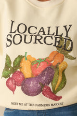 Locally Sourced Ivory Cotton Graphic Crewneck Sweatshirt