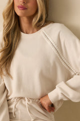 Z Supply Ivory All Around Embroidered Sweatshirt