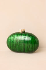 Worth Remembering Emerald Green Pearlescent Rounded Clutch Bag