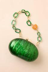 Worth Remembering Emerald Green Pearlescent Rounded Clutch Bag