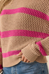Z Supply Tan Broadbeach Striped Sweater
