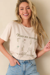 Z Supply Light Beige Cotton Wildflowers Boyfriend Tee