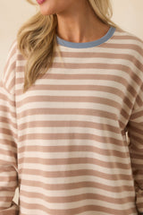 Z Supply Tan Cotton Layer Up Stripe Sweatshirt