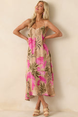 Z Supply Tan Multi Print Benson Tropical Maxi Dress