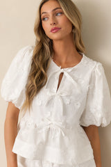 Picnic At Sunset White Floral Embroidered Blouse
