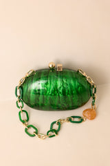 Worth Remembering Emerald Green Pearlescent Rounded Clutch Bag