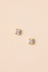 Loved Every Minute Gold Square Rhinestone Stud Earrings