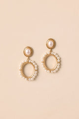 Getting All Dolled Up Gold Ivory Pearl Drop Earrings