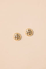 Grace Comes Easy Gold Woven Textured Circle Stud Earrings