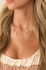 Coasting With Confidence Gold Textured Starfish Charm Necklace