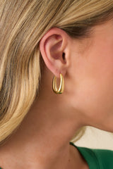 Give It My All Gold Oval Huggie Hoop Earrings