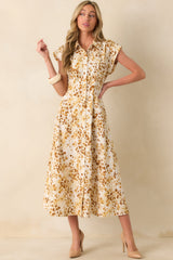 And Just Like That Golden Yellow Multi Print Cotton Maxi Dress