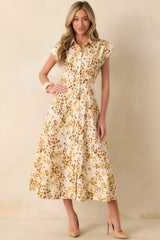 And Just Like That Golden Yellow Multi Print Cotton Maxi Dress
