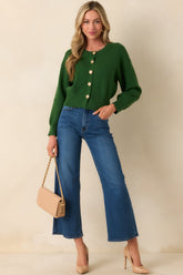 Kind Of Comforting Hunter Green Button Front Long Sleeve Cardigan