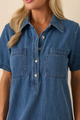 Z Supply Medium Wash Cotton Kellie Denim Mini Dress