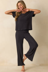 Z Supply Black Dawn Smocked Rib Pants
