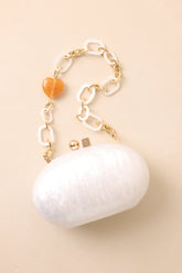 Worth Remembering Ivory Pearlescent Rounded Clutch Bag
