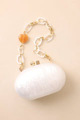 Worth Remembering Ivory Pearlescent Rounded Clutch Bag