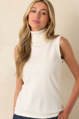 Peaceful Feelings Ivory Sleeveless Turtleneck Sweater