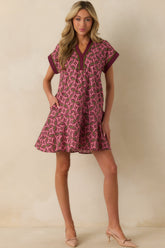 Always Knew It Light Mauve Geometric Print Cotton Mini Dress
