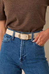 Rewind The Clock Light Taupe Faux Leather Belt