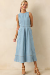 Staple The Label Light Wash Amelia Chambray Midi Dress