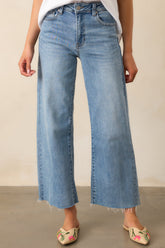 Already On It Light Wash Wide Leg Jeans