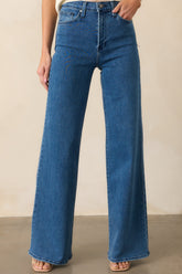 Wherever We Go Medium Wash Cotton Denim Wide Leg Jeans
