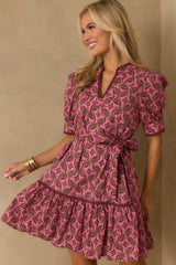 Just Went With It Light Mauve Geometric Print Cotton Mini Dress