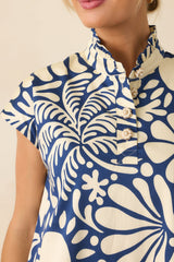 Prosperina Stella Navy Floral Print Cotton Mini Dress