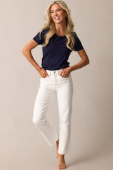 Cross Your Mind Navy Short Sleeve Sweater Top