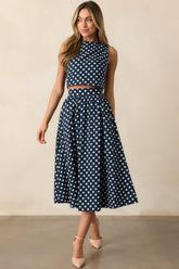 Prosperina Ellie Navy Polka Dot Cotton Tank Top