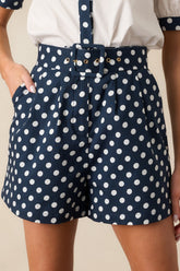 Prosperina Colleen Navy Polka Dot Cotton Classic Shorts