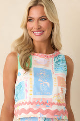 Prosperina Claudia Multi Print Cotton Sleeveless Top