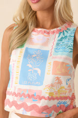 Prosperina Claudia Multi Print Cotton Sleeveless Top