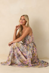 Better Than I Imagined Light Pink Tropical Print Chiffon Maxi Dress