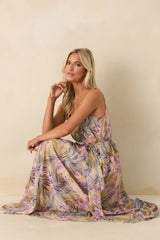 Better Than I Imagined Light Pink Tropical Print Chiffon Maxi Dress