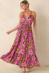 FRNCH Pioneer Vitoria Fuchsia Multi Floral Maxi Dress