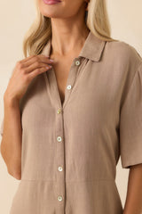Z Supply Tan Marcell Button Up Romper