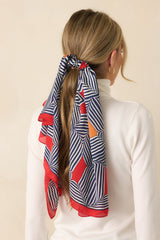 Remember The Details Red Multi Geometric Print Satin Scarf