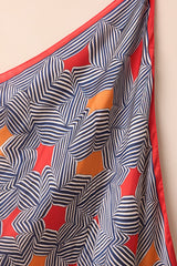 Remember The Details Red Multi Geometric Print Satin Scarf