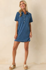 Z Supply Medium Wash Cotton Kellie Denim Mini Dress