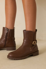 Can't Help Myself Chocolate Brown Faux Leather Ankle Boots