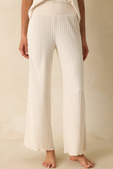 Z Supply Light Beige Dawn Smocked Rib Pants