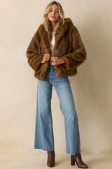 Everything Considered Brown Faux Fur Hooded Jacket