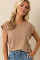 Z Supply Tan Cotton Camino Slub Tee
