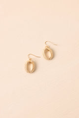 Long Story Short Gold Textured Oval Drop Earrings