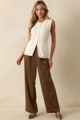 She's Still Got It Ivory Button Up Knit Sweater Vest
